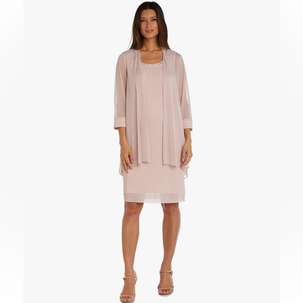 R&M Richards Blush Pink Shimmer Grace Jacket Dress
